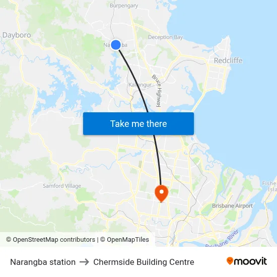 Narangba station to Chermside Building Centre map