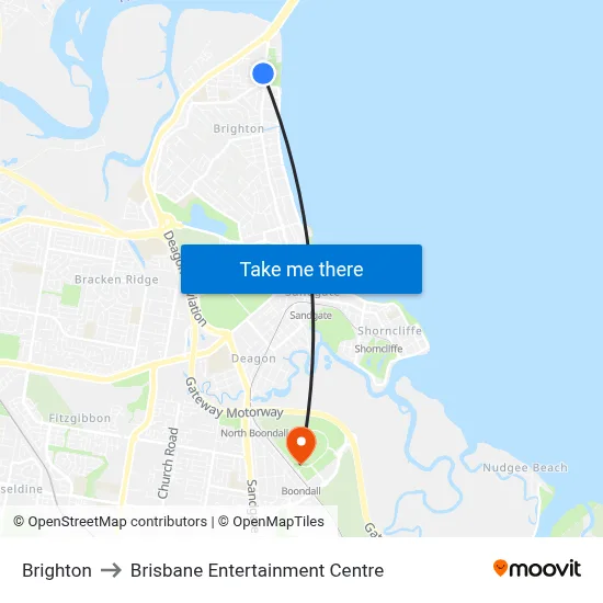 Brighton to Brisbane Entertainment Centre map