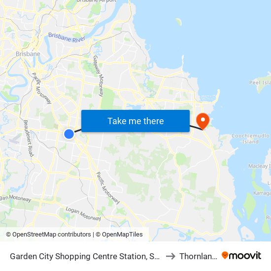Garden City Shopping Centre Station, Stop G to Thornlands map