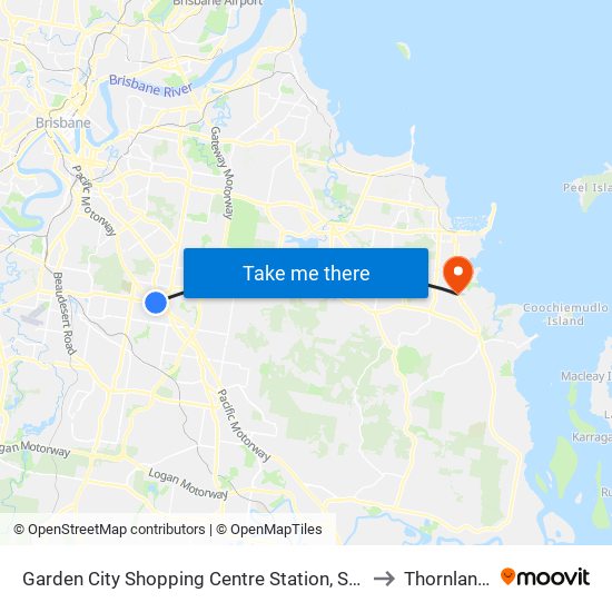 Garden City Shopping Centre Station, Stop F to Thornlands map