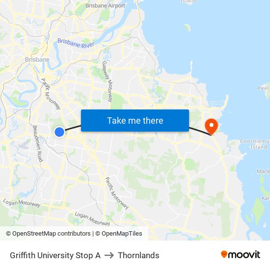 Griffith University Stop A to Thornlands map