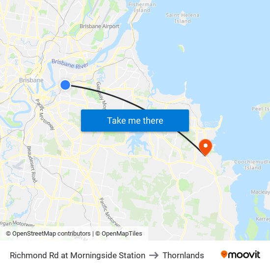 Richmond Rd at Morningside Station to Thornlands map