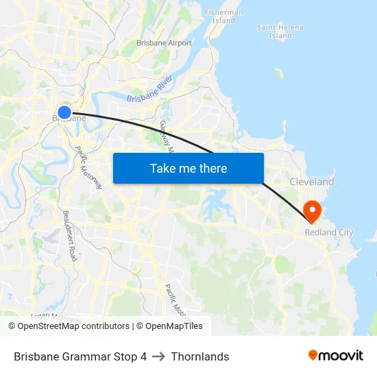 Brisbane Grammar Stop 4 to Thornlands map