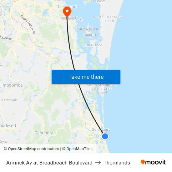 Armrick Av at Broadbeach Boulevard to Thornlands map