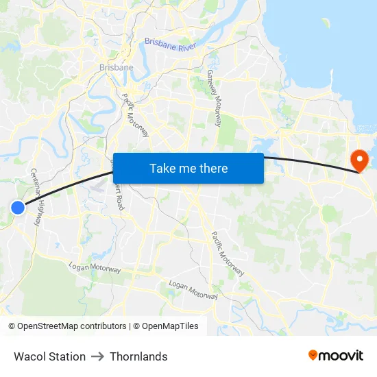 Wacol Station to Thornlands map