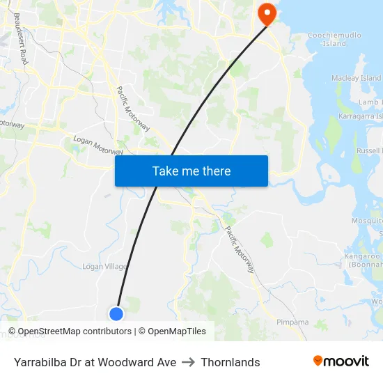 Yarrabilba Dr at Woodward Ave to Thornlands map