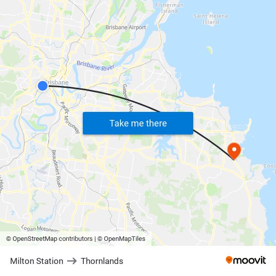 Milton Station to Thornlands map