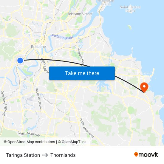 Taringa Station to Thornlands map