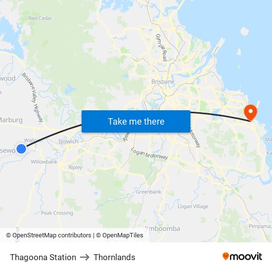 Thagoona Station to Thornlands map