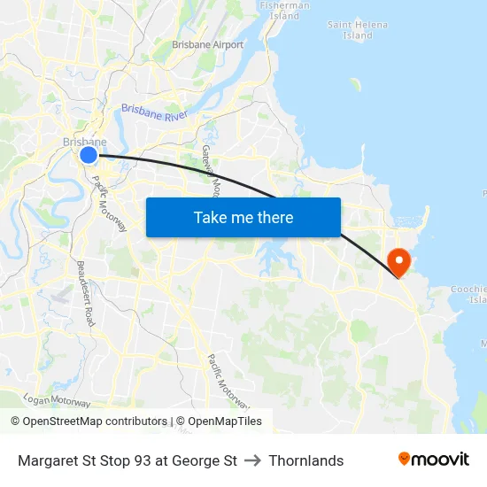 Margaret St Stop 93 at George St to Thornlands map