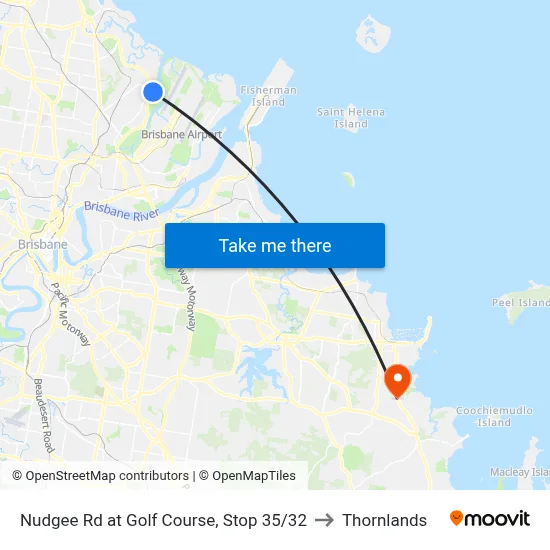 Nudgee Rd at Golf Course, Stop 35/32 to Thornlands map