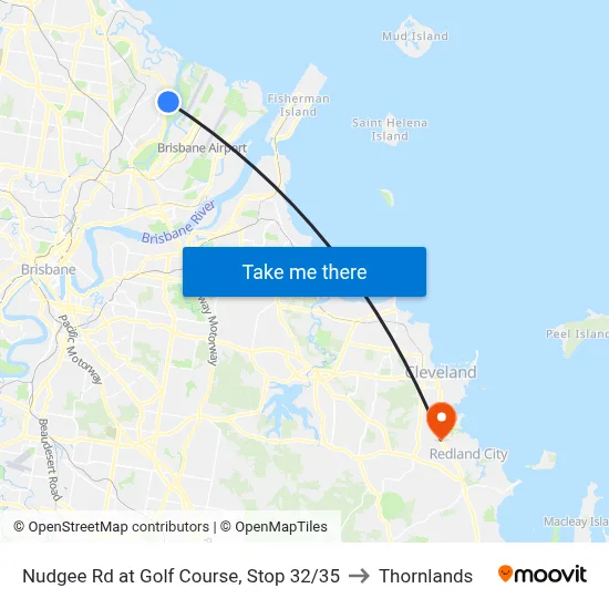 Nudgee Rd at Golf Course, Stop 32/35 to Thornlands map