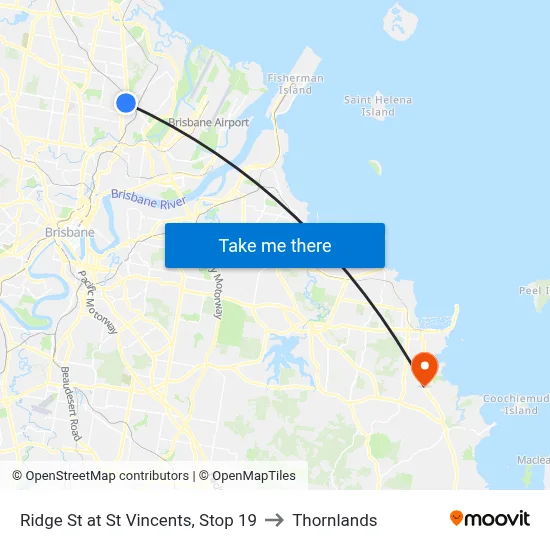 Ridge St at St Vincents, Stop 19 to Thornlands map