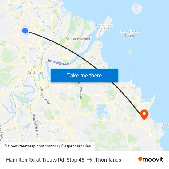 Hamilton Rd at Trouts Rd, Stop 46 to Thornlands map