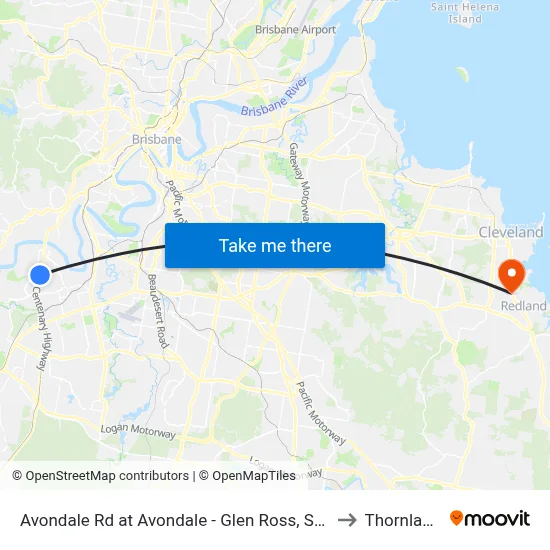 Avondale Rd at Avondale - Glen Ross, Stop 61 to Thornlands map