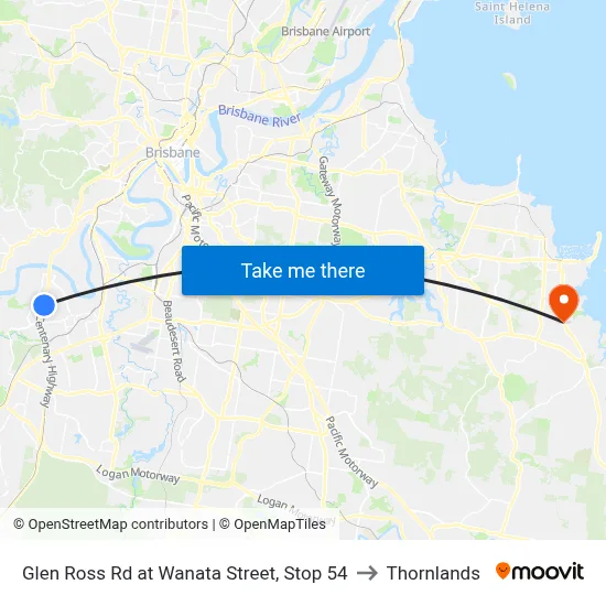 Glen Ross Rd at Wanata Street, Stop 54 to Thornlands map