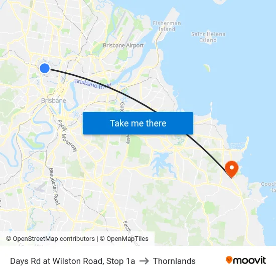 Days Rd at Wilston Road, Stop 1a to Thornlands map