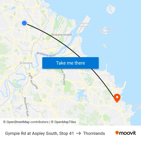 Gympie Rd at Aspley South, Stop 41 to Thornlands map