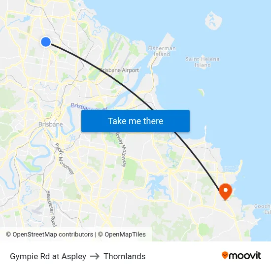 Gympie Rd at Aspley to Thornlands map