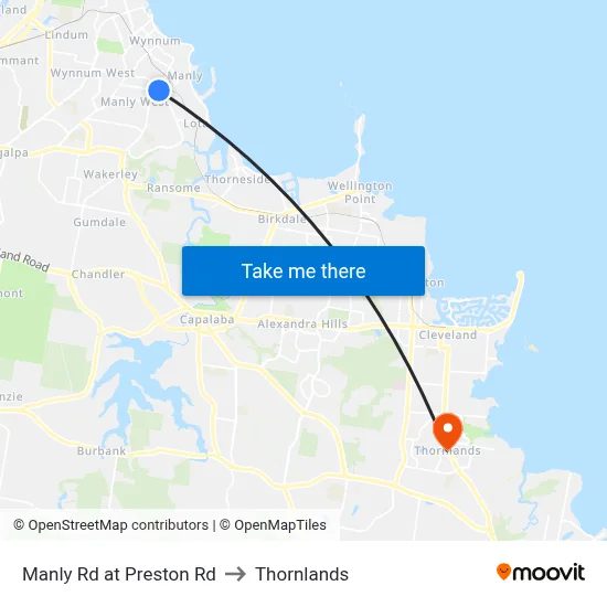 Manly Rd at Preston Rd to Thornlands map