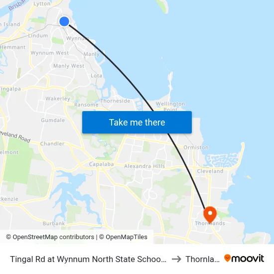 Tingal Rd at Wynnum North State School, Stop 10/5 to Thornlands map