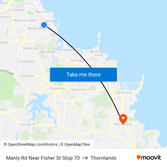 Manly Rd Near Fisher St Stop 70 to Thornlands map