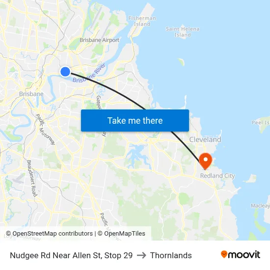 Nudgee Rd Near Allen St, Stop 29 to Thornlands map