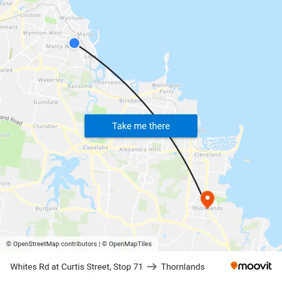Whites Rd at Curtis Street, Stop 71 to Thornlands map