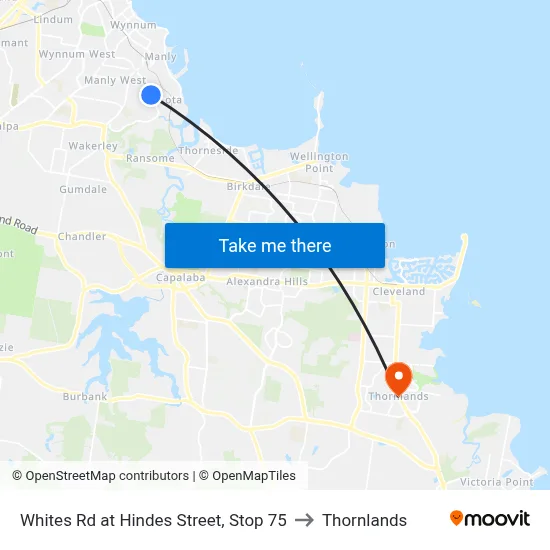 Whites Rd at Hindes Street, Stop 75 to Thornlands map