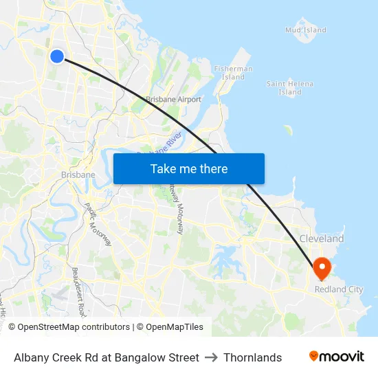 Albany Creek Rd at Bangalow Street to Thornlands map