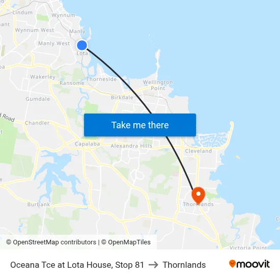 Oceana Tce at Lota House, Stop 81 to Thornlands map