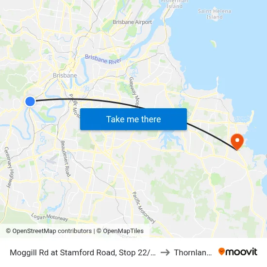 Moggill Rd at Stamford Road, Stop 22/23 to Thornlands map