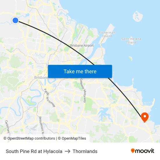 South Pine Rd at Hylacola to Thornlands map