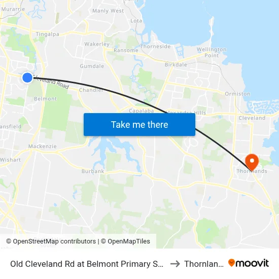 Old Cleveland Rd at Belmont Primary School to Thornlands map