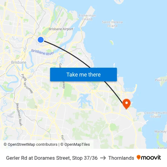 Gerler Rd at Dorames Street, Stop 37/36 to Thornlands map