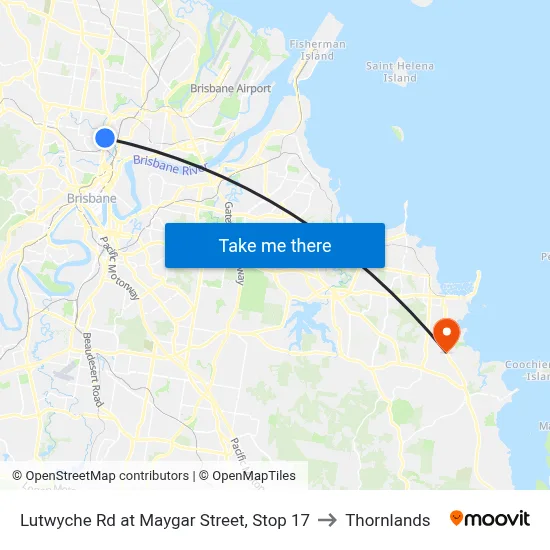 Lutwyche Rd at Maygar Street, Stop 17 to Thornlands map