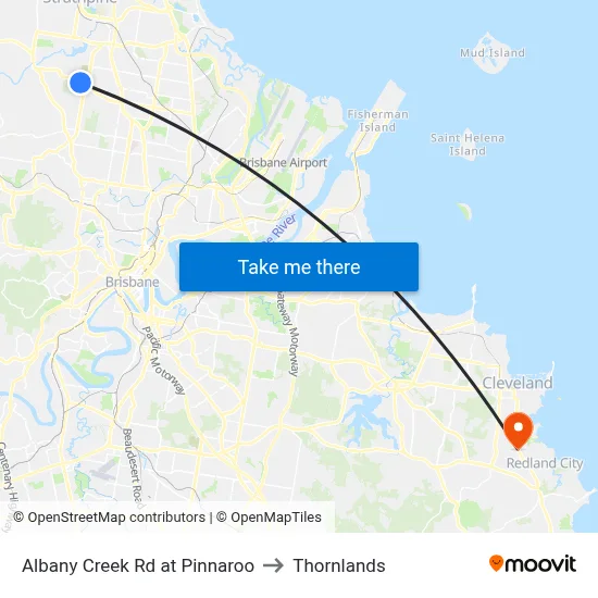 Albany Creek Rd at Pinnaroo to Thornlands map