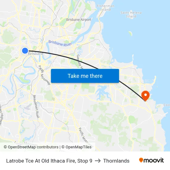 Latrobe Tce At Old Ithaca Fire, Stop 9 to Thornlands map