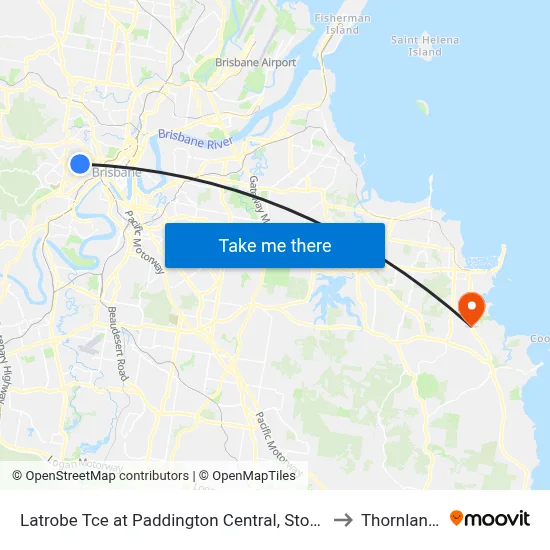 Latrobe Tce at Paddington Central, Stop 10 to Thornlands map
