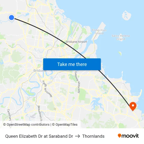 Queen Elizabeth Dr at Saraband Dr to Thornlands map