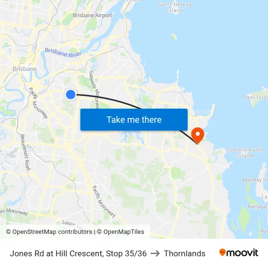 Jones Rd at Hill Crescent, Stop 35/36 to Thornlands map
