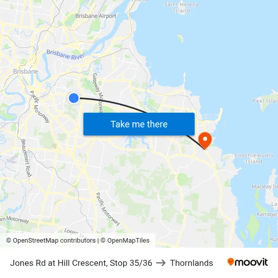 Jones Rd at Hill Crescent, Stop 35/36 to Thornlands map
