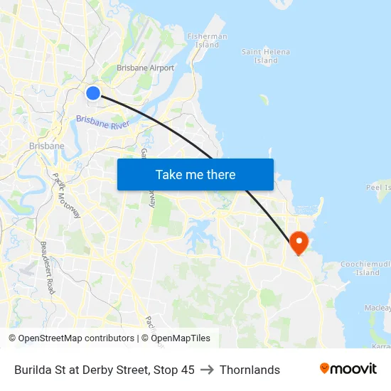 Burilda St at Derby Street, Stop 45 to Thornlands map
