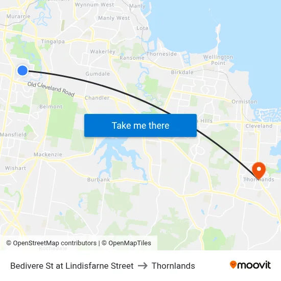 Bedivere St at Lindisfarne Street to Thornlands map