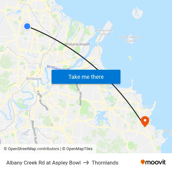 Albany Creek Rd at Aspley Bowl to Thornlands map