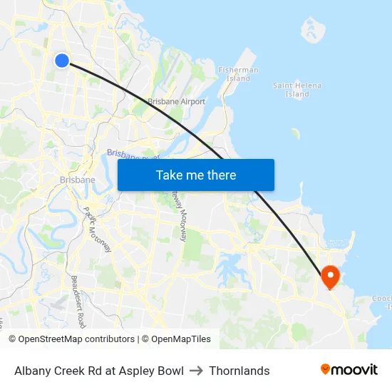 Albany Creek Rd at Aspley Bowl to Thornlands map