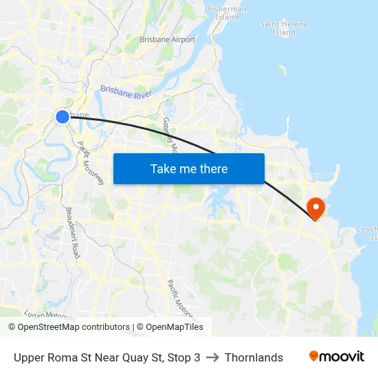 Upper Roma St Near Quay St, Stop 3 to Thornlands map