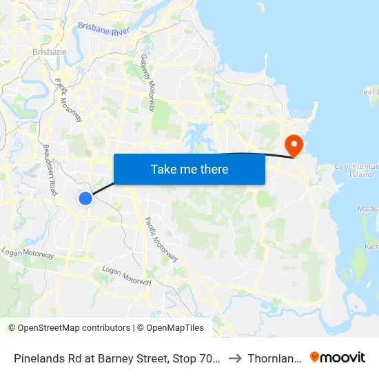 Pinelands Rd at Barney Street, Stop 70/71 to Thornlands map