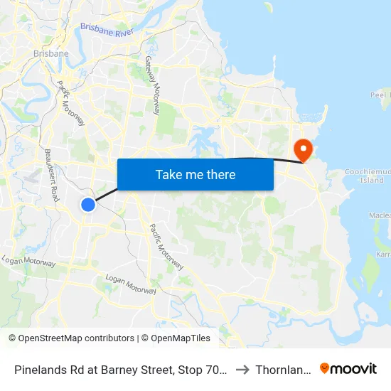 Pinelands Rd at Barney Street, Stop 70/71 to Thornlands map