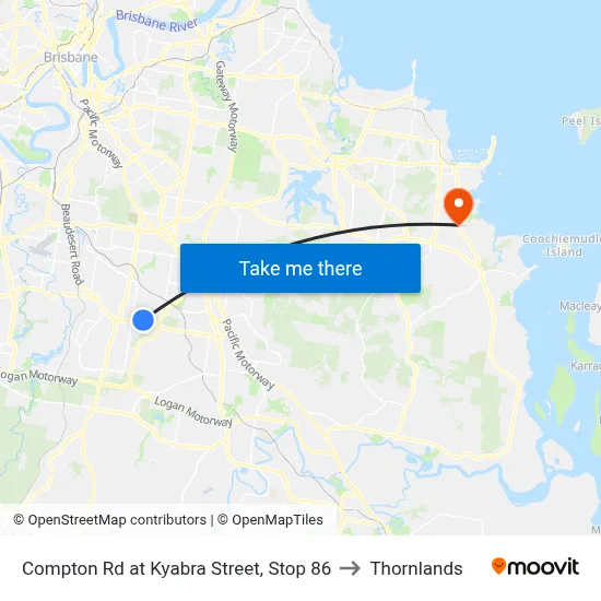 Compton Rd at Kyabra Street, Stop 86 to Thornlands map